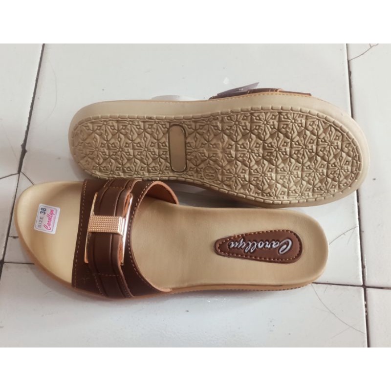 Sandal Slop wanita flat/trepes