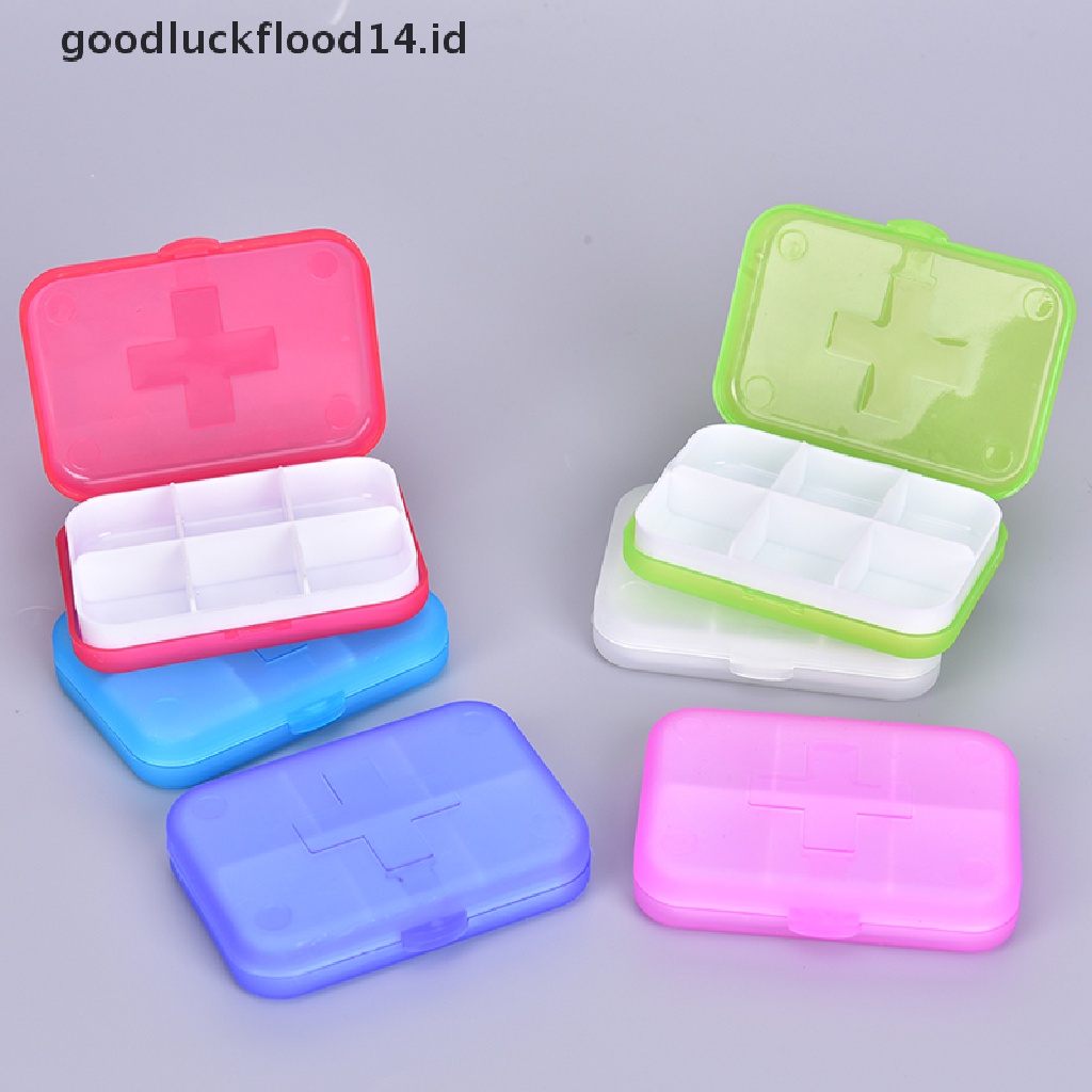 [OOID] 6 Slots Pill Box Portable Pill Cases Travel Dispen Storage Container Medicine ID