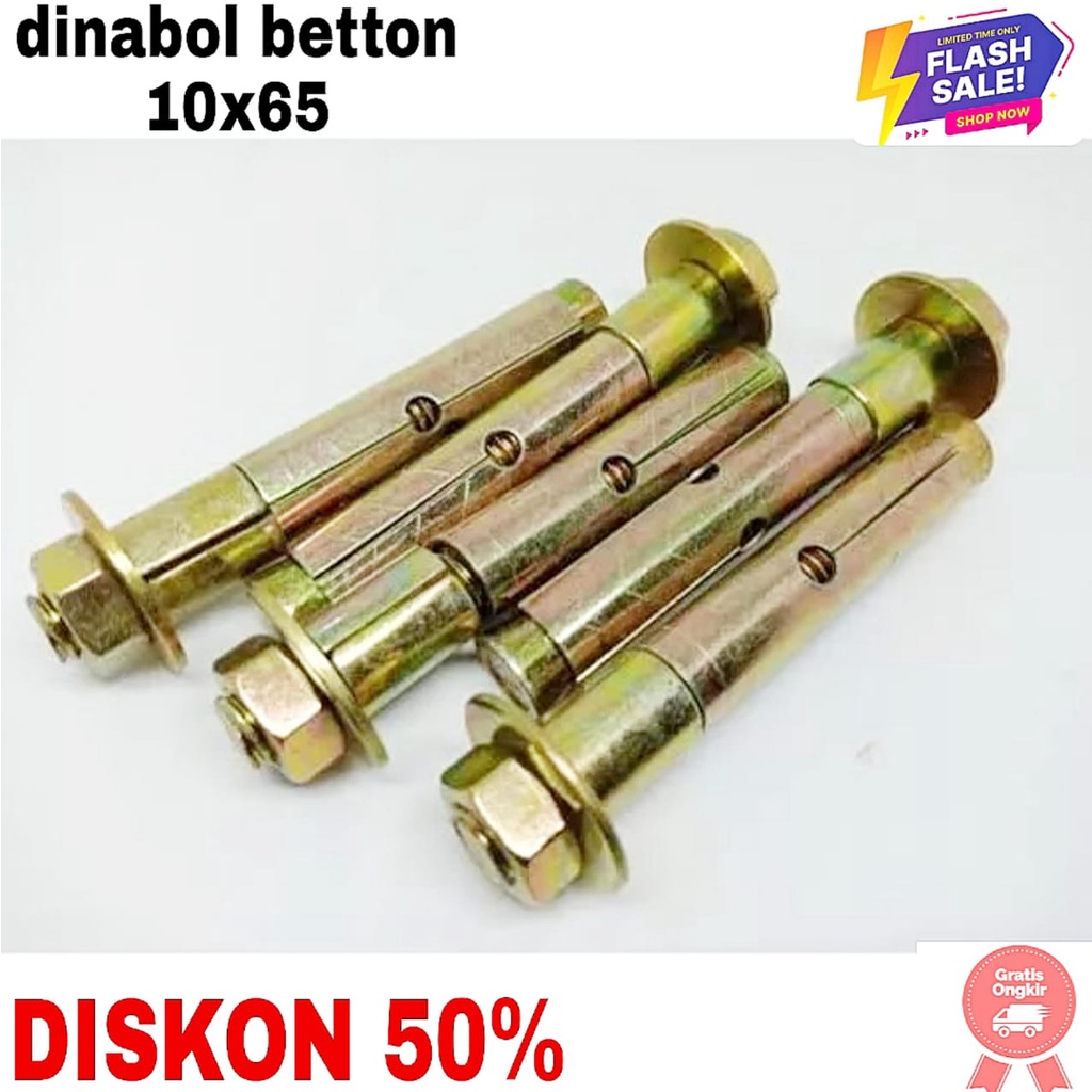 Dinabol 10x50-65 dynabolt 10x65 WOWO termurah isi 10 pcs dynabolt 10x65 mur ring baut betton 10x65 1