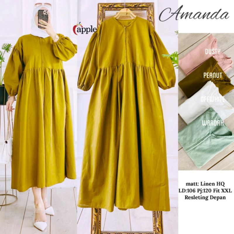 Gamis dress Amanda Midi, matt linen