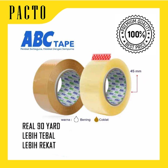 

Lakban Bening Cokelat ABC Tape 90 yard 45 Micron 45mm 48mm SATUAN PCS