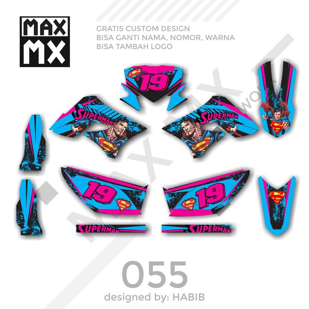 MX-01055 decal klx 150 biru pink superman