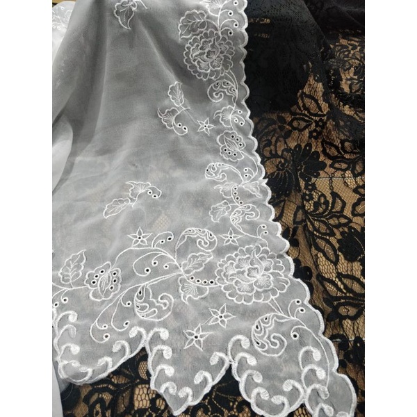 Kain kebaya Bordir (khusus putih)/ Kim Bordir Bali /Kain Kebaya bordir Bali