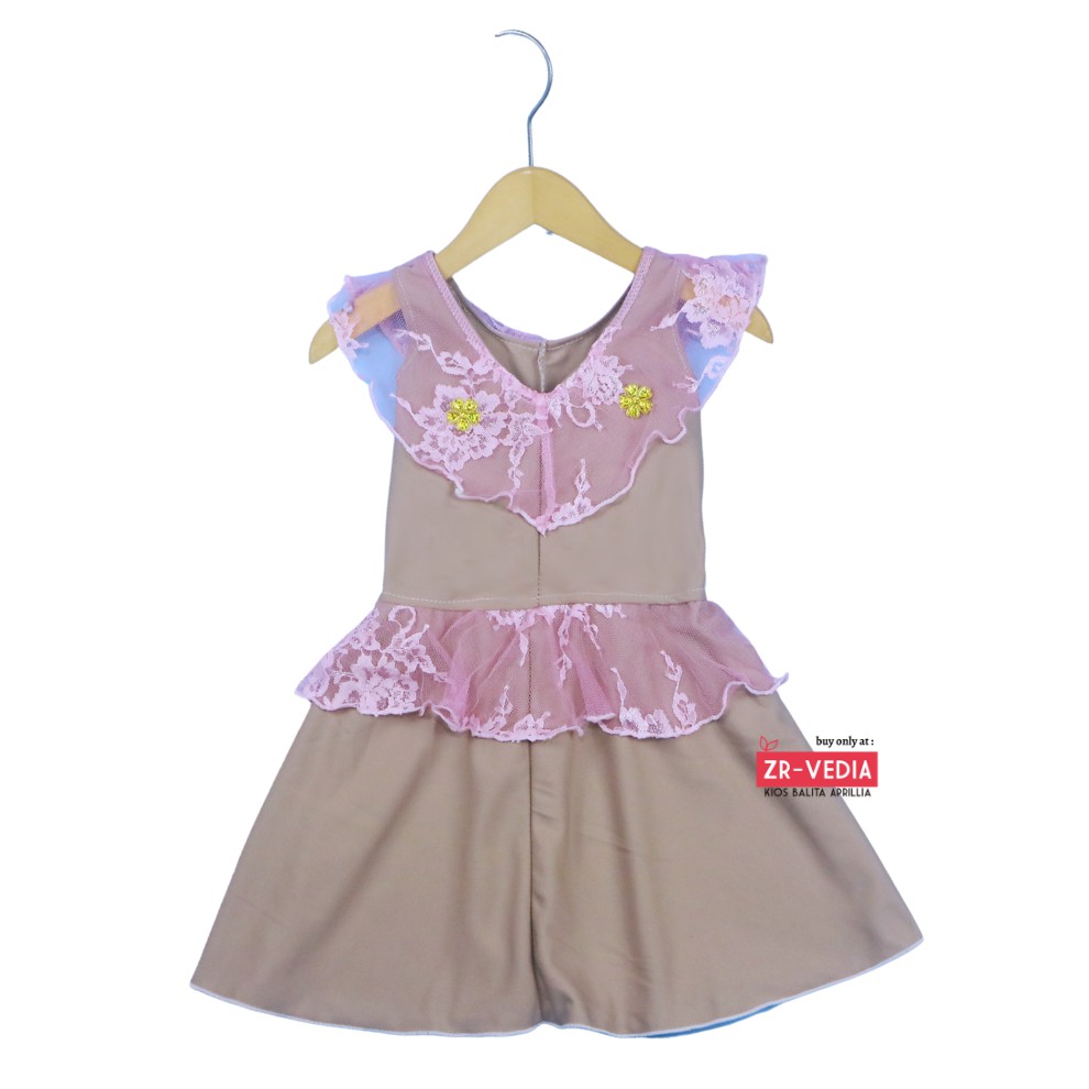 Dress Helen Bayi 3-12 Bulan  / Dres Baby Anak Perempuan Baju Pesta Brukat Yukensi Murah Harian Adem