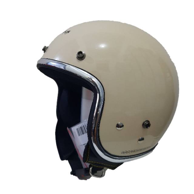 Helm Cargloss Retro Cream Gloss Dengan List Croom