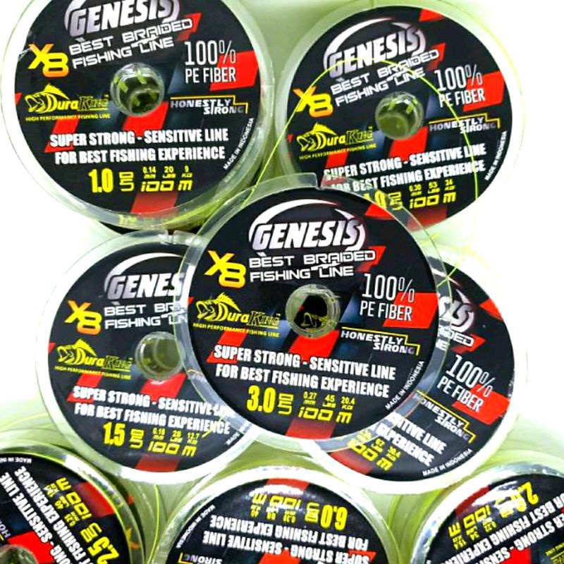 Senar benang pancing PE DURAKING GENESIS X8 Braided Multicolor Connecting 100 meter