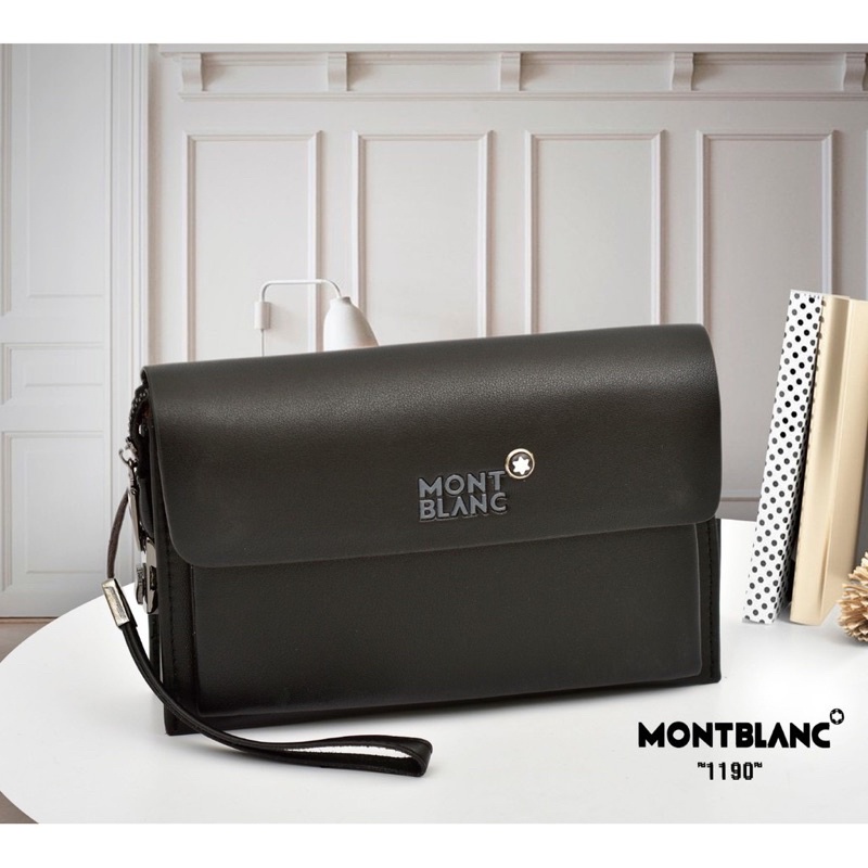 Handbag Monblanc Tas Clutch Pria/Wanita Tas kartu Kulit Montblanc