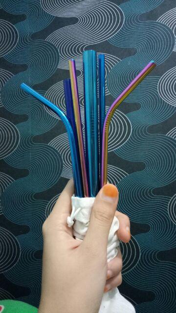 Stainless Straw / Sedotan Stainless (full Set Bubble Blue)