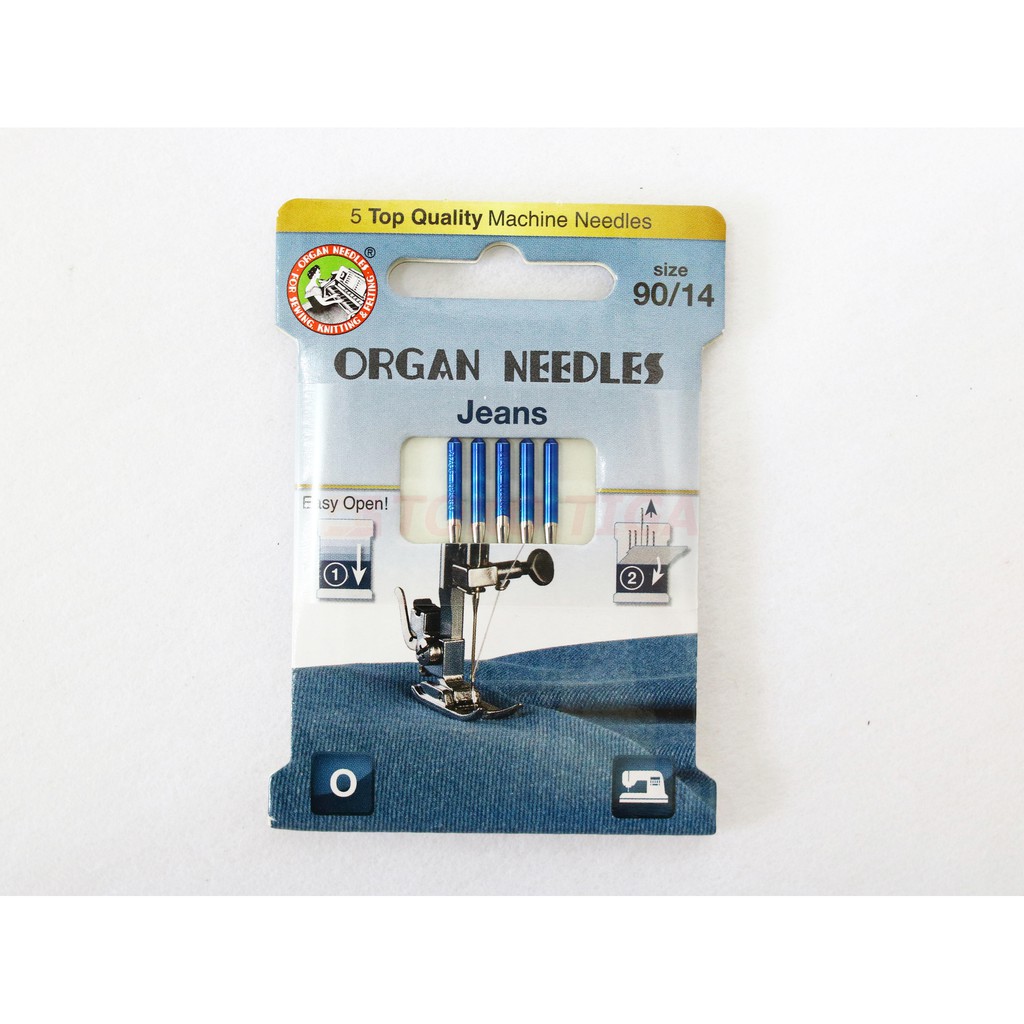 Organ Needles Jeans - Jarum Jahit Bahan Denim (Mesin Jahit Portable)