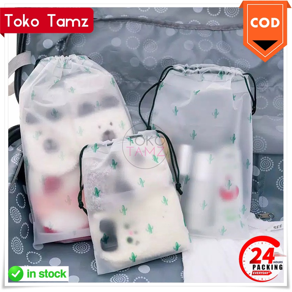COD MAKASSAR Tas Pouch Travel Serut 02 Kaktus Plastik Tebal  Shopee OLShop tokotamz Online Shop Maka