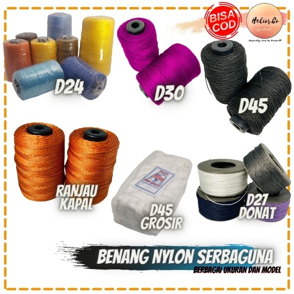 Benang Nylon Serbaguna Berbagai Ukuran Dan Model Untuk Hobby Layangan Koang / Sol Sepatu dll