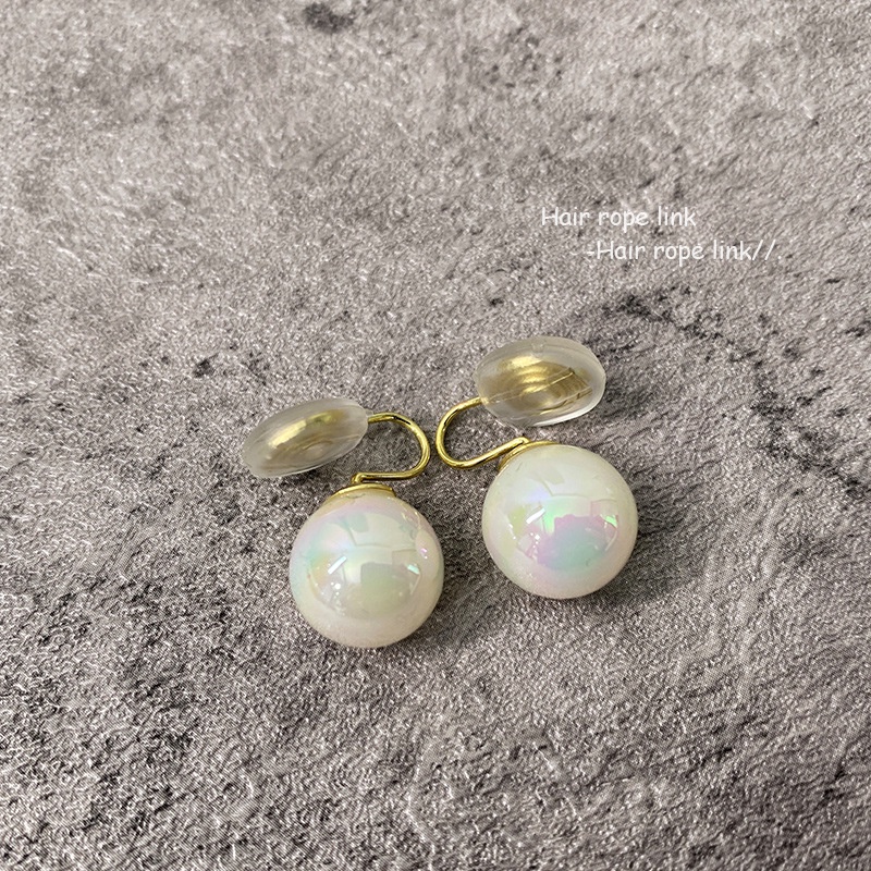 Anting Klip Aksen Mutiara Warna-Warni Bahan Alloy Untuk Wanita