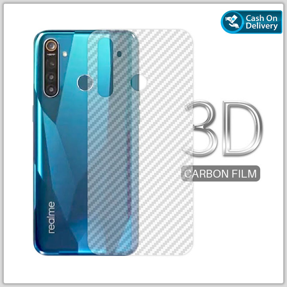 Carbon Garskin for Realme 5i / 5 Pro / 6 / 6 Pro / X Premium 3D Carbon Back Skin Anti Gores Belakang