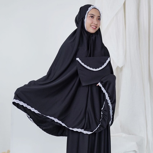 TERBARU  Mukenah Hyget Polos dewasa Renda traveling terbaru ( MUKENAH RENDA )