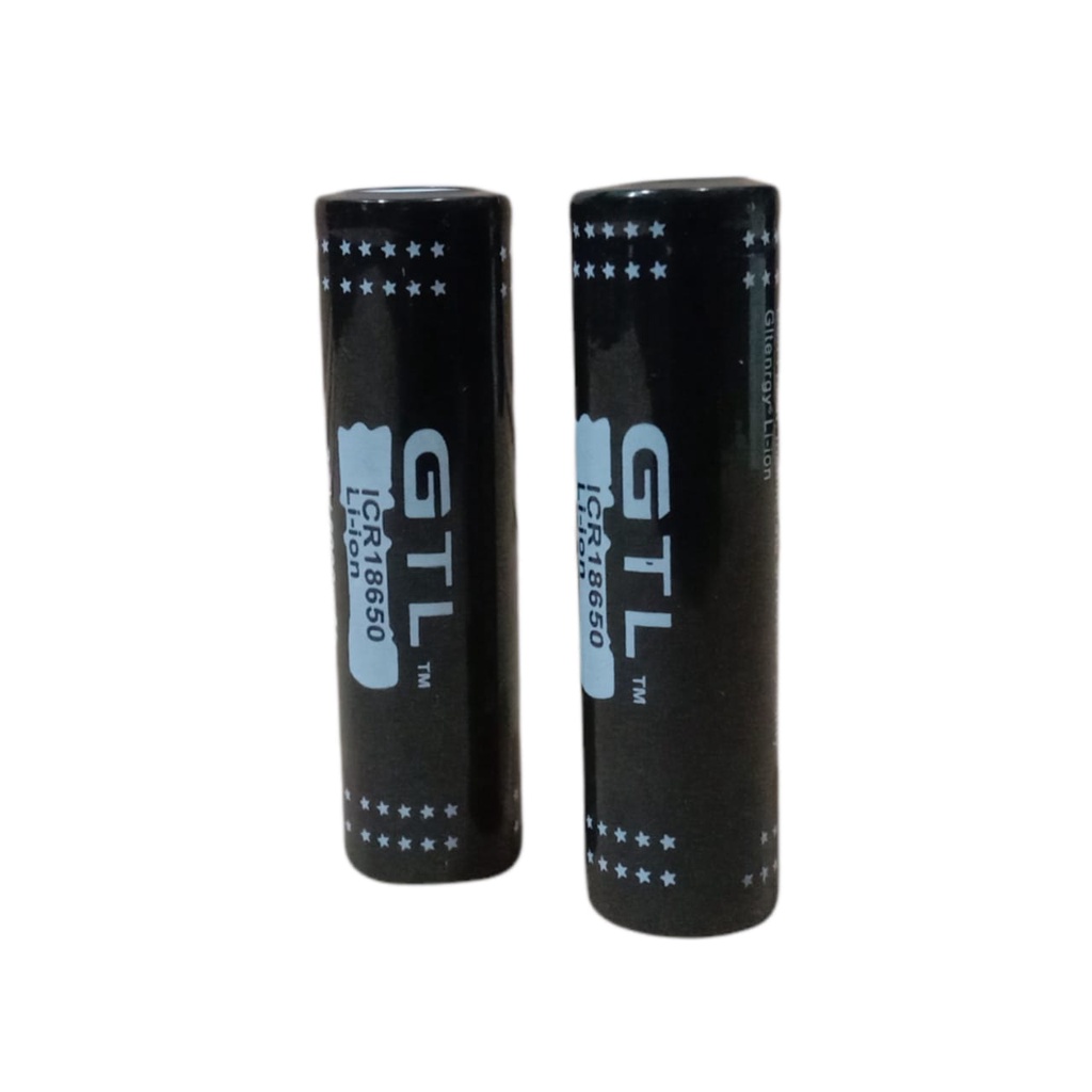 Batrai Cas Ulang / Baterai Charger Li-ion GTL ICR 18650 6000mAh 3.7V Warna Hitam Isi 2 PCS