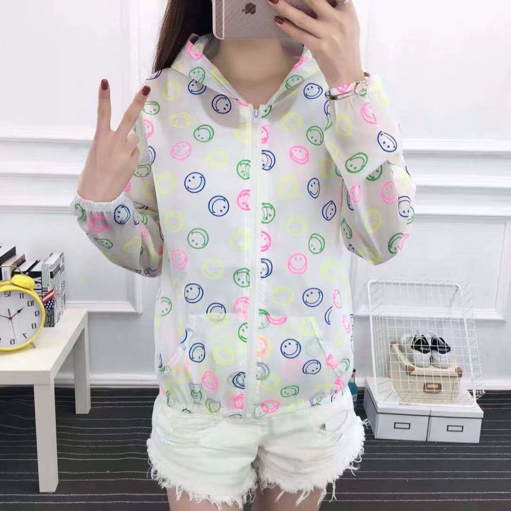 Jaket Sepeda Wanita Korea Style Jacket Jogging Anti UV Import Cepat Kering CAHAYATOPIPET Jaket1-Smile