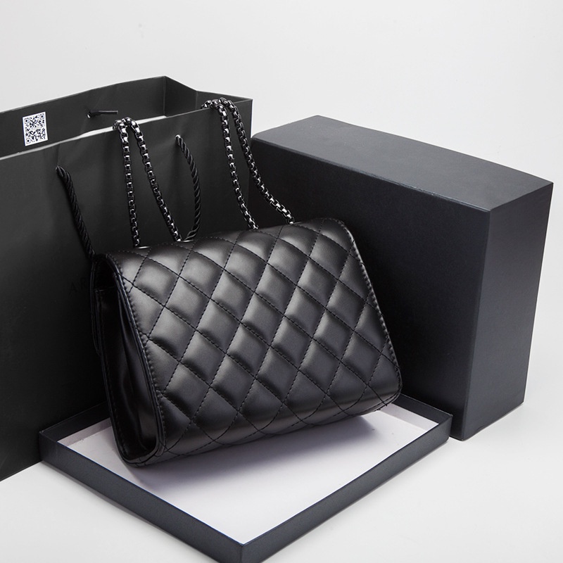 Tas Bahu Perempuan Diamond Rantai Women Tas Selempang High Fashion Black