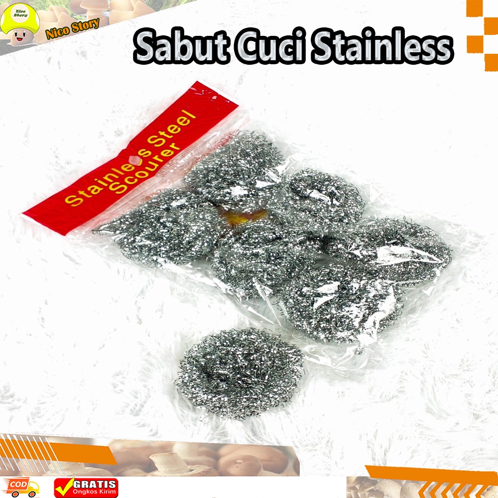 (NCS) Sabut Kawat Sabut Stainless Spon Kawat Besi Cuci Piring Anti Karat Spons panci wajan Scourer Ekonomis