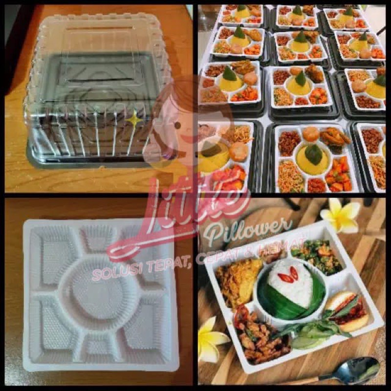 (ISI 50)Mika Tumpeng Kotak + Sekat 7/Box Tumini/Box Kue Kotak/