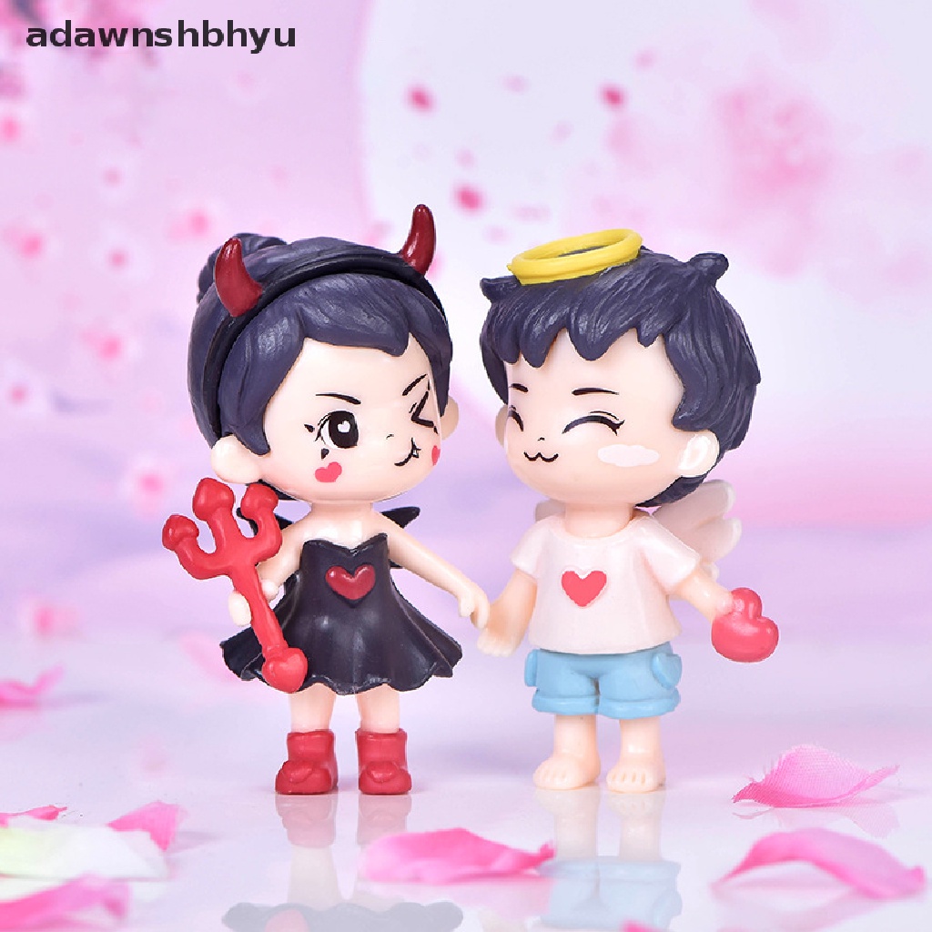 Adawnshbhyu Angel Demon Couple Patung Kecil Patung Kecil Figure Ornamen Miniatur