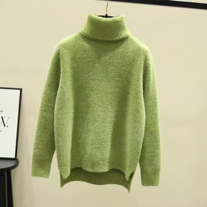 Sweater Turtleneck Wanita Rajut Tebal Halus