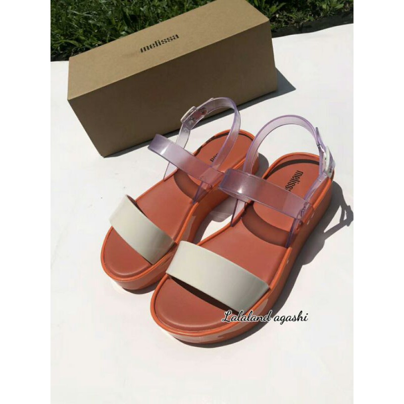 Sepatu melissa Lip Platform Ad white orange/sepatu melissa wedges/standal melissa