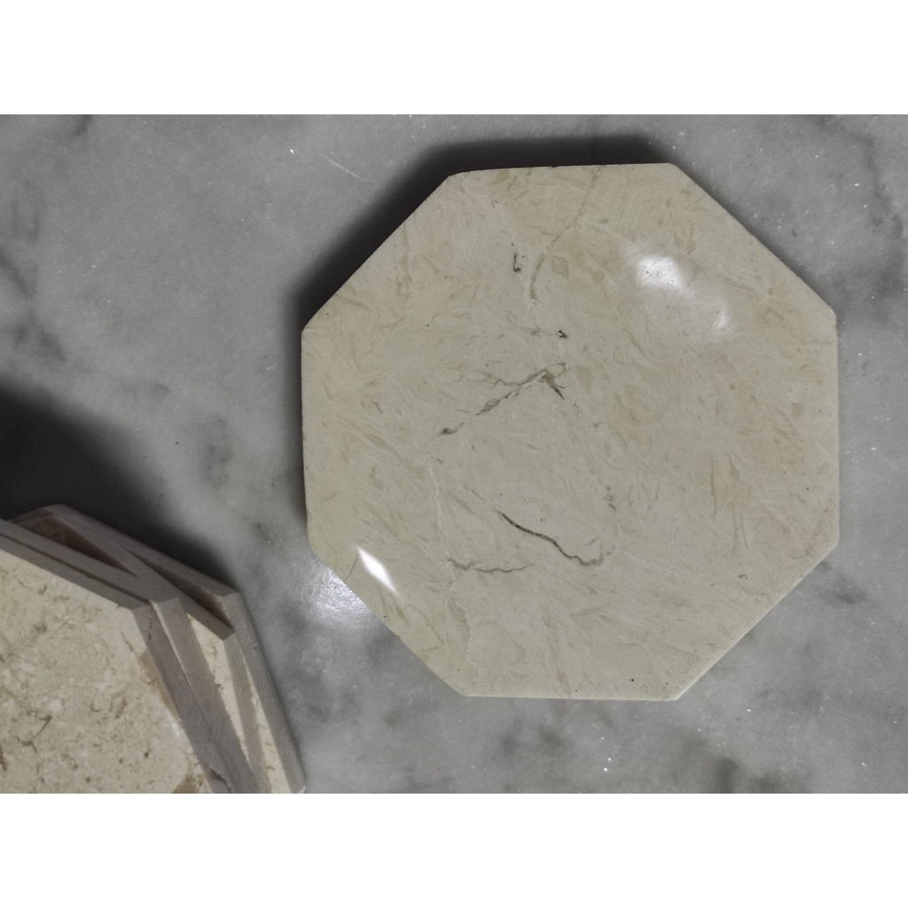 Coaster Tatakan gelas Segi 8 marmer glossy