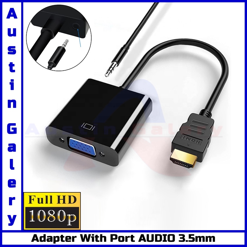 Adapter HDMI TO VGA With Port Audio 3.5mm HD1080P / HDMI Male TO VGA Female Digital Analog Untuk PC Laptop HDTV Proyektor