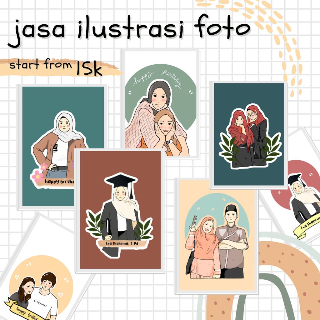 ILUSTRASI WAJAH / VEKTOR / CUSTOM GAMBAR ILUSTRASI / KADO WISUDA / KADO