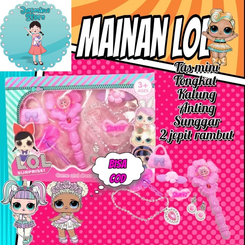 Mainan LOL Beauty Hairdryer Tas Mainan Anak Perempuan/Mainan LOL Salon Salonan/Mainan Edukasi Alat Kecantikan Perempuan/Mainan Anak Perempuan Salon Salonan/Mainan Make Up Dandan Salon/LOL/Hadiah Ulangtahun LOL