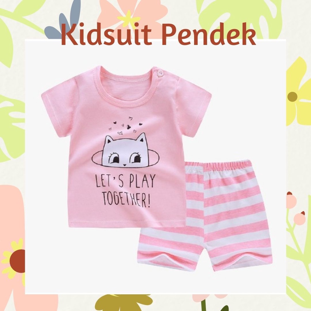 Plazababyku KIDS SUIT PENDEK Setelan Anak / Piyama anak / baju anak laki-laki Import ebv cewek TOT3