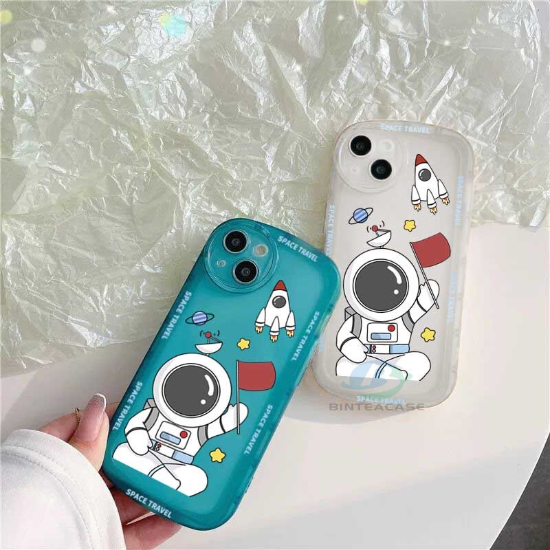 Case Bahan TPU Motif Astronot Bendera Untuk Samsung A14 M14 A04 A13 A02S A03 A03S A23 A30S A11 A12 A51 A30 A50 A52 A20S A10S M11 M12