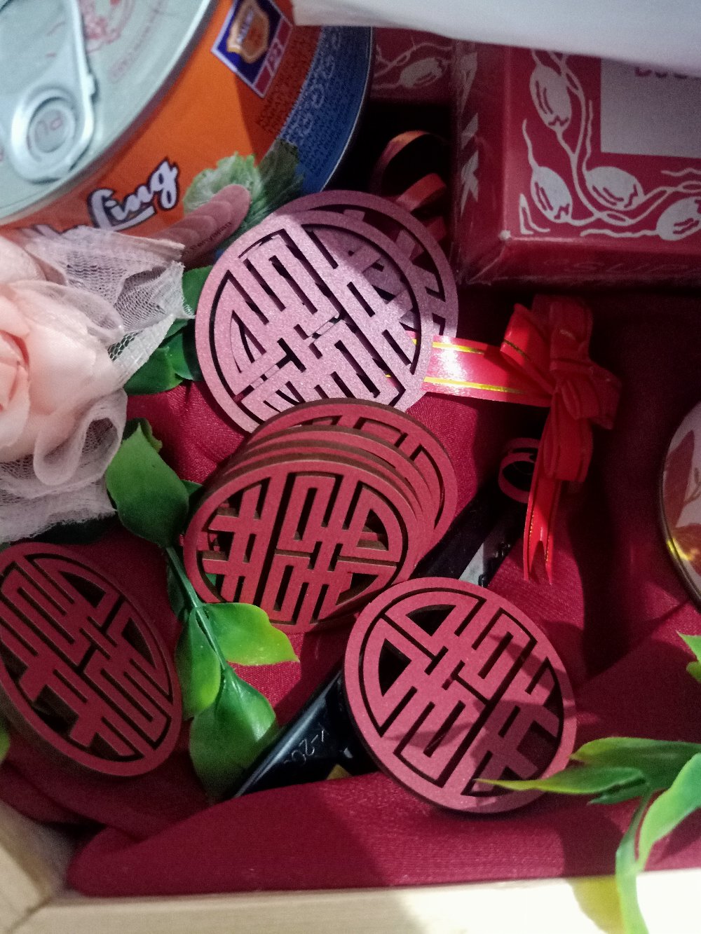 Rs Shuangxi Bulat 5cm Mdf + Duplex Emas / Merah Laser Cutting