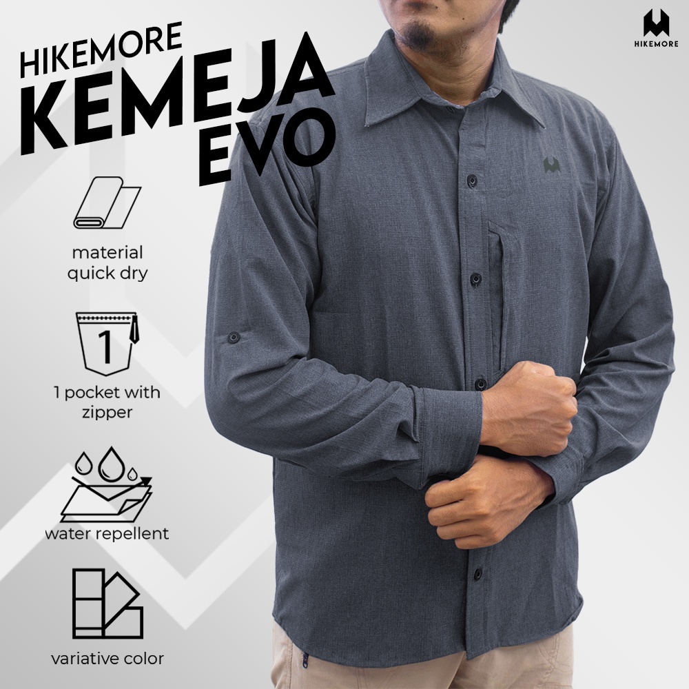 Hikemore Evo Kemeja Lengan Panjang Outdoor PDL Lapangan Quickdry Dry Fit Original