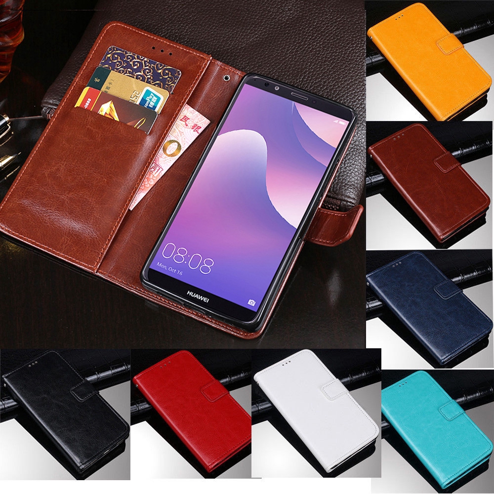 Flip Case Cover Dompet Kulit Dengan Kait Magnetik Untuk Huawei Y7 Prime 2018 2017