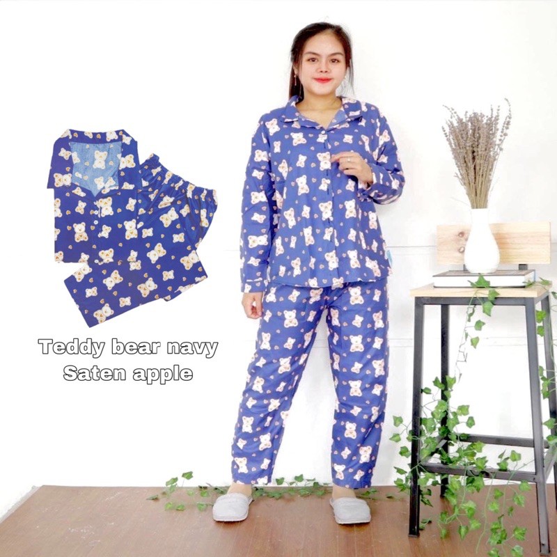 Piyama dewasa jumbo karakter Lengan panjang PP XXL-Teddy Bear Navy