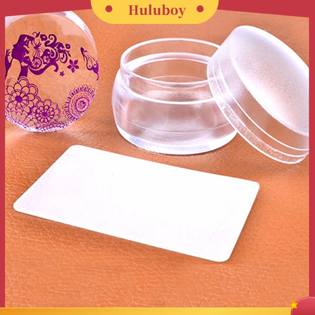 Huluboy Huluboy♡ Stempel Silikon Bening + Scraper Untuk Transfer Manicure DIY