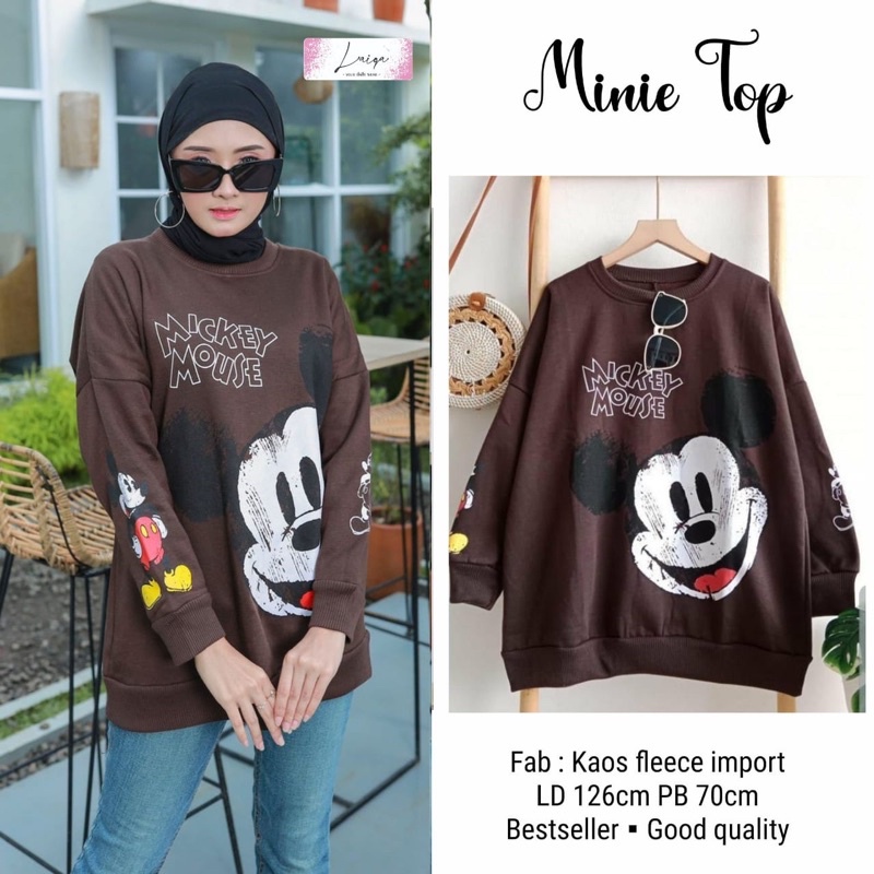 Blouse wanita premium import jumbo halus terbaru. Girly blouse masilca. Vespa Disney watergun blouse-Minie top
