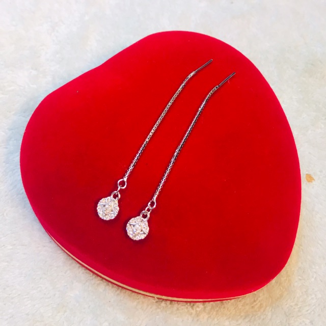 Anting tusuk permta jarum panjang/ silver925 lapis emas putih/At010