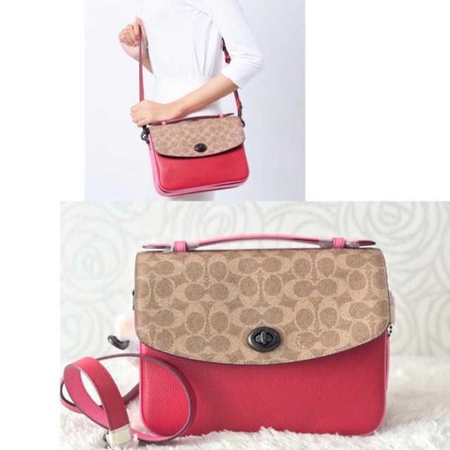 Coach Cassie Crossbody Signature Red Tan Apple ORIGINAL