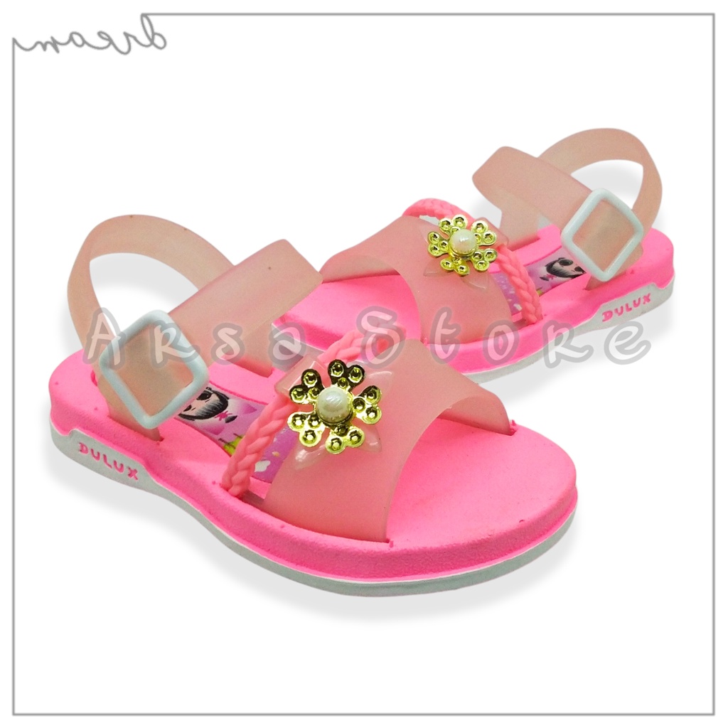 Sandal Jelly Baby LOL Anak Perempuan Import / Sendal Karet Anak Cewek Motif Kembang Manik Mutiara