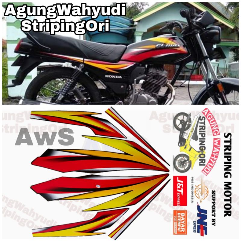 STRIPING MOTOR HONDA GL MAX NEOTECH 2004 2005 HITAM LES MERAH 04 05 LIS BODY POLET STIKER HITAM BIRU