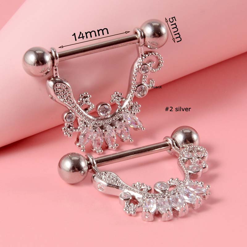 2 Piece 14Gauge Barbell Nipple Ring Body Piercing Jewelry