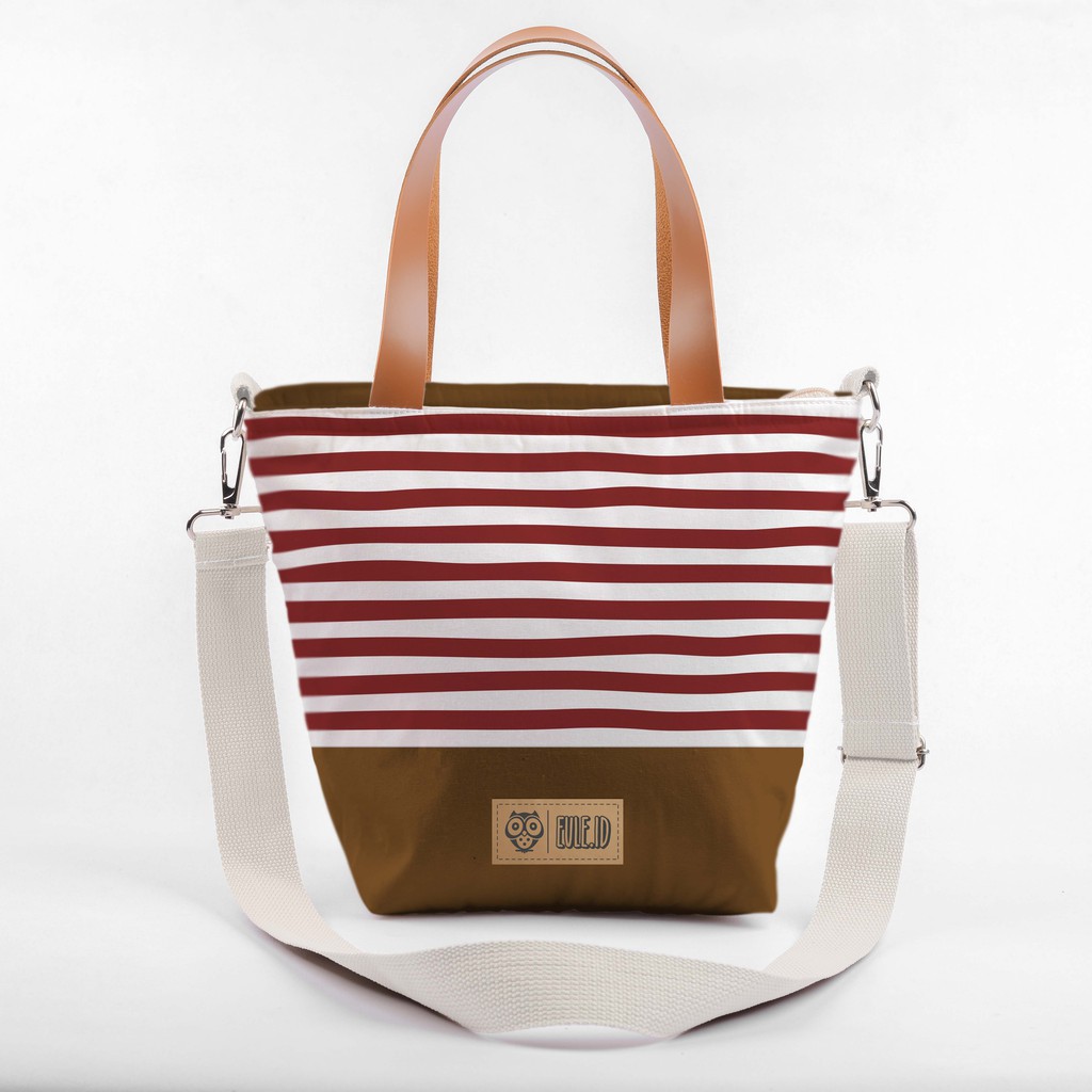 Sling Bag Kanvas Stripe Marun