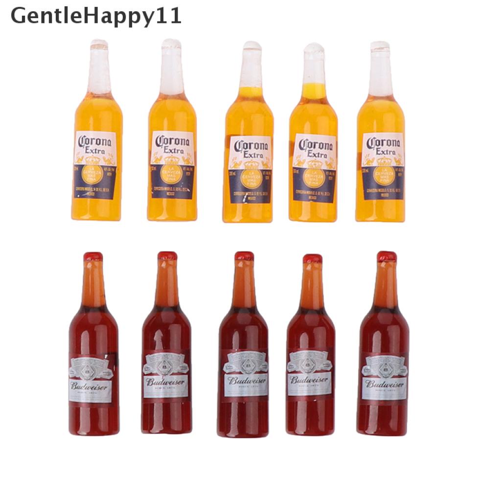 Gentlehappy 10pcs / Set Mainan Miniatur Botol Wine / Bir Skala 1: 12 Untuk Aksesoris Rumah Boneka