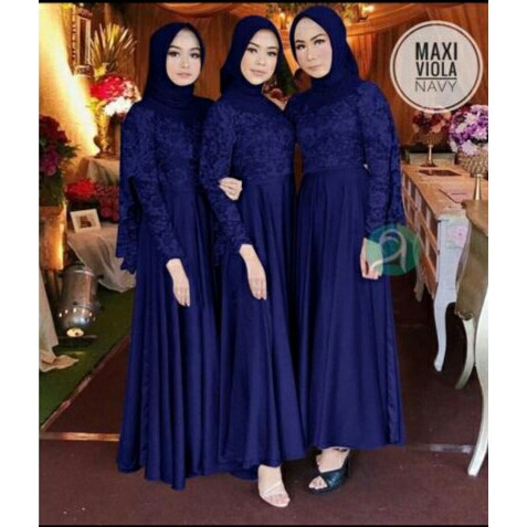 MAXI DRESS VIOLA 3UKURAN / MAXI DRESS BRUKAT VIOLA BEST SELLER !!!