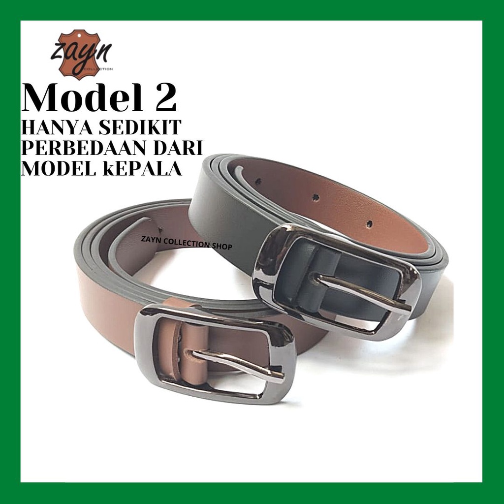 Ikat Pinggang Wanita Unisex Model Tusuk Jarum Kepala Kotak Besi Gesper Cewek Ring Belt Fashion Korea Formal