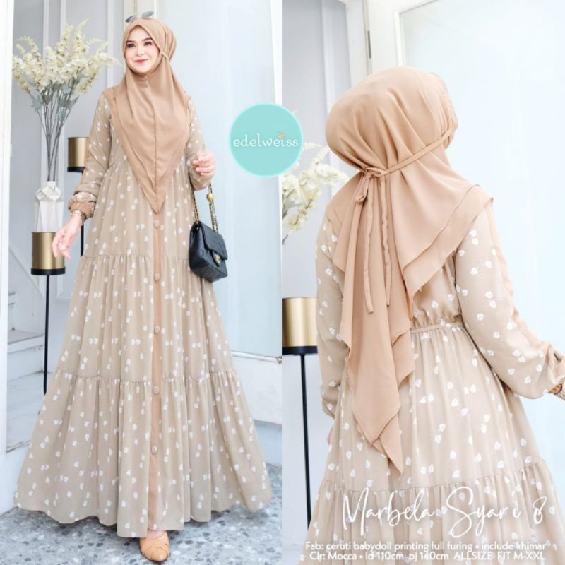 MARBELA SYAR'I MAXY DRESS + KHIMAR / GAMIS WANITA