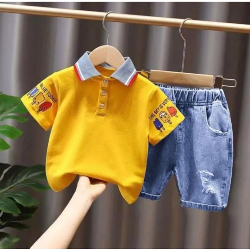 setelan jeans anak laki laki/setelan kaos anak laki laki 1-5 tahun