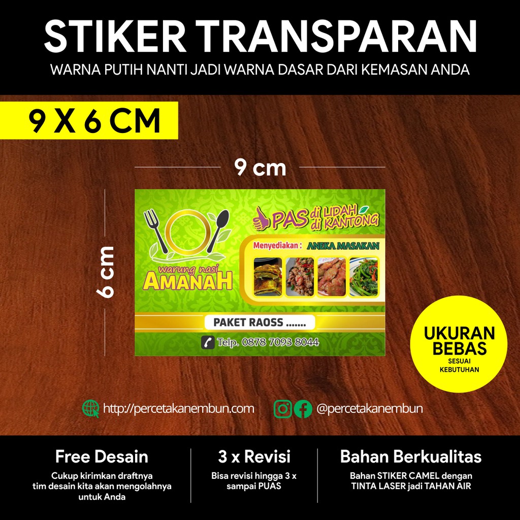 

STIKER TRANSPARAN 9 x 6 CM UNTUK KEMASAN